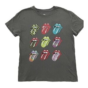 Rolling Stones Women's T-Shirt Grey with Rolling Stones Logos